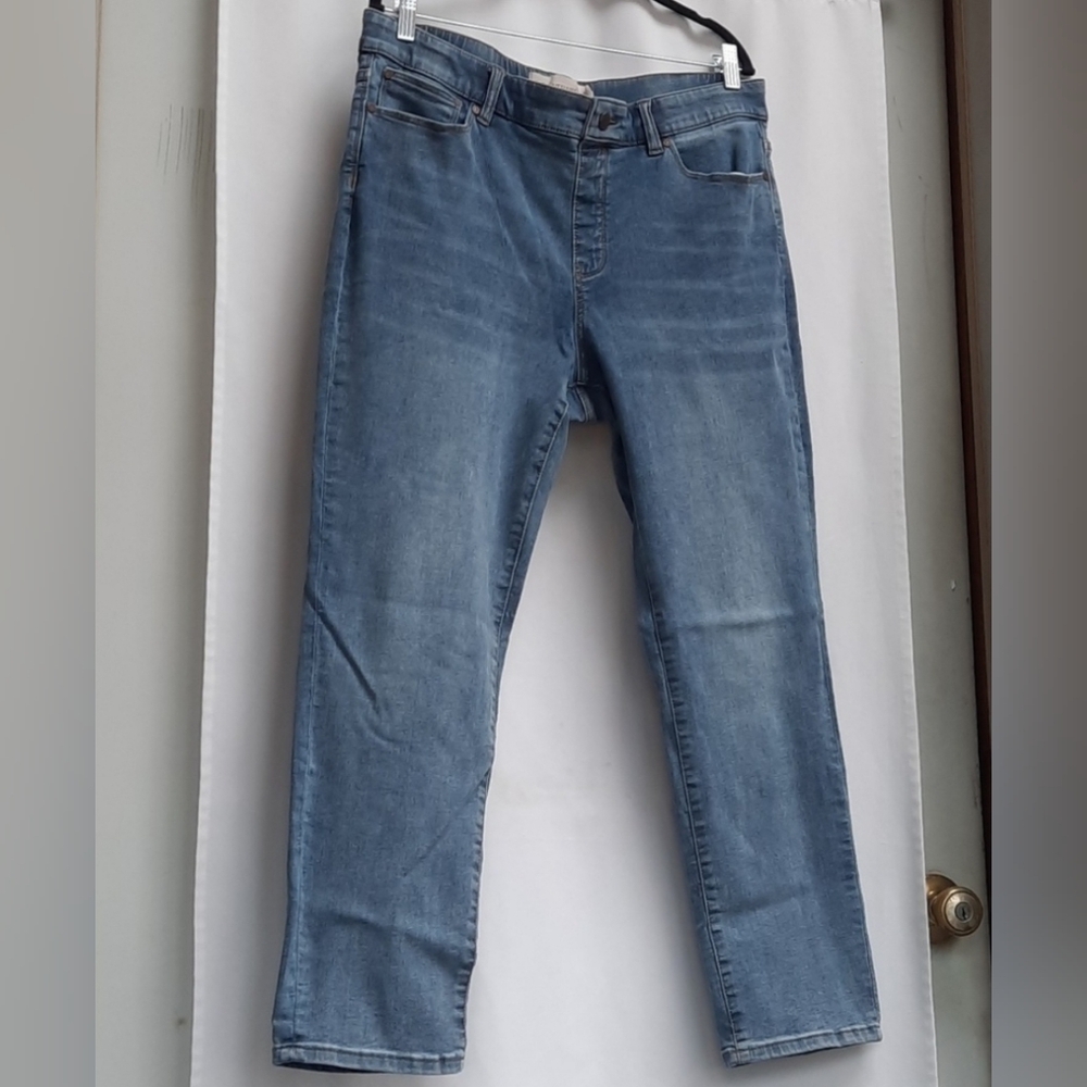 Soft Surroundings High Rise Straight Leg Pull On Jeans Size Large Petite